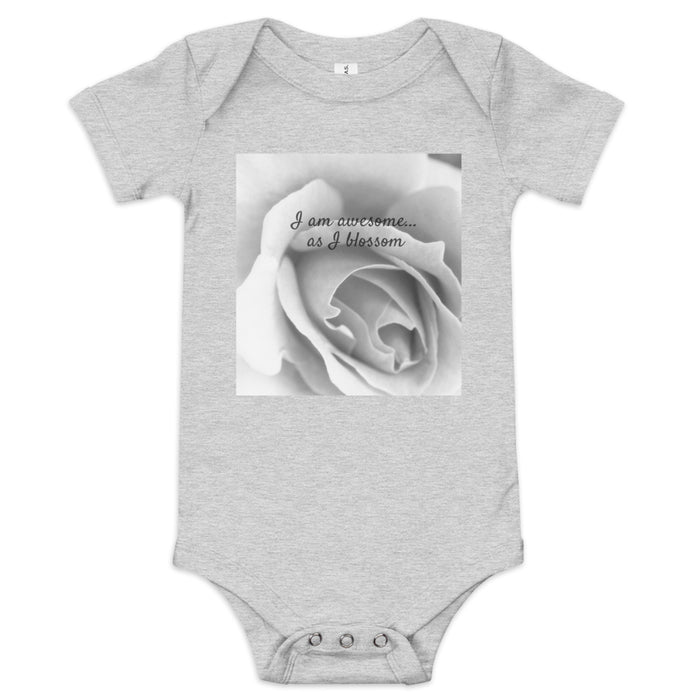 I Am Awesome as I Blossom Rose Baby Bodysuit