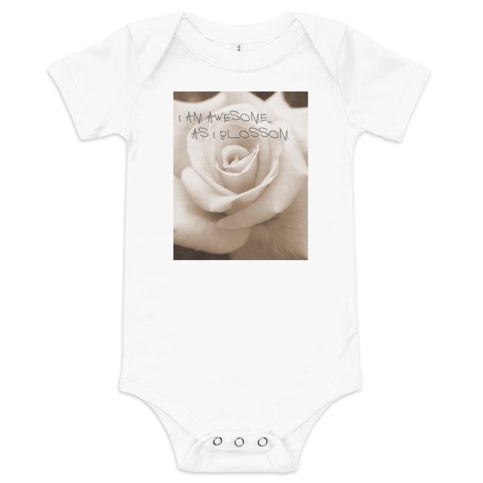 I Am Awesome as I Blossom Rose Baby Bodysuit